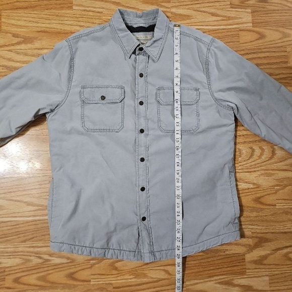 L.L. Bean Men M Reg Light Grey Button Up Jacket Sherpa Line Chest Pockets Casual - Picture 4 of 7